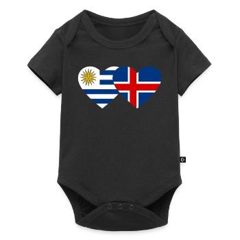 Uruguay Iceland Heart Flag - Baby Premium short-sleeve bodysuit - black - Front