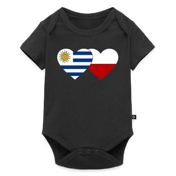 Uruguay Poland Heart Flag - Baby Premium short-sleeve bodysuit - black - Front