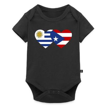 Uruguay Puerto Rico Heart Flag - Baby Premium short-sleeve bodysuit - black - Front