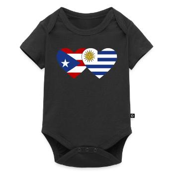 Porto Rico Uruguay Drapeau du cœur - Body à manches courtes Premium Bébé - noir - Devant