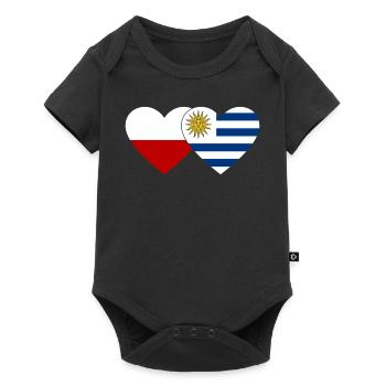 Poland Uruguay Heart Flag - Baby Premium short-sleeve bodysuit - black - Front