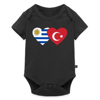 Uruguay Turquie Drapeau du cœur - Body à manches courtes Premium Bébé - noir - Devant