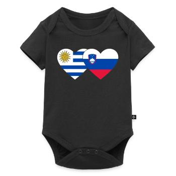Uruguay Slovénie Drapeau du cœur - Body à manches courtes Premium Bébé - noir - Devant