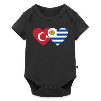 Turkey Uruguay Heart Flag - Baby Premium short-sleeve bodysuit - black - Front