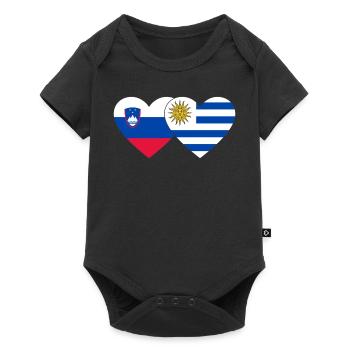 Slovenia Uruguay Heart Flag - Baby Premium short-sleeve bodysuit - black - Front
