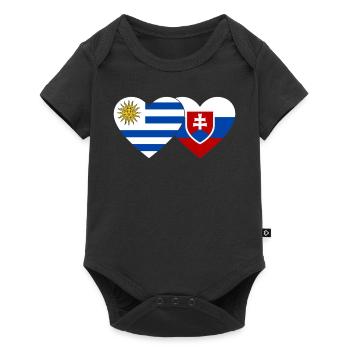 Uruguay Slovakia Heart Flag - Baby Premium short-sleeve bodysuit - black - Front