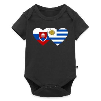 Slovakia Uruguay Heart Flag - Baby Premium short-sleeve bodysuit - black - Front