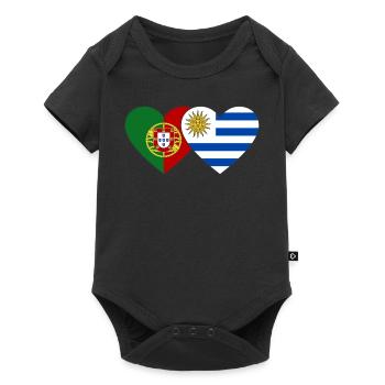 Portugal Uruguay Drapeau du Cœur - Body à manches courtes Premium Bébé - noir - Devant