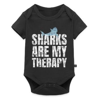 Sharks Are My Therapy Shark Researcher Marine Biologist - Baby Premium short-sleeve bodysuit - black - Front