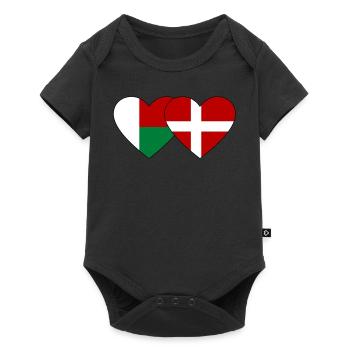 Madagascar Danemark Drapeau du Cœur - Body à manches courtes Premium Bébé - noir - Devant