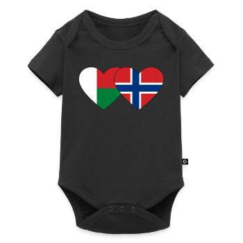 Madagascar Norvège Drapeau du Cœur - Body à manches courtes Premium Bébé - noir - Devant