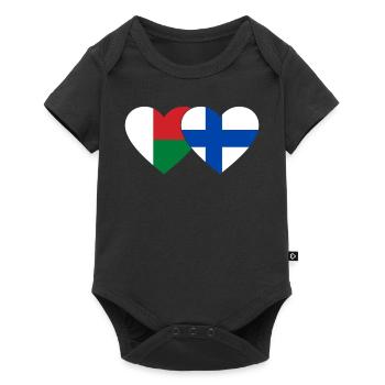 Madagascar Finlande Drapeau du Cœur - Body à manches courtes Premium Bébé - noir - Devant