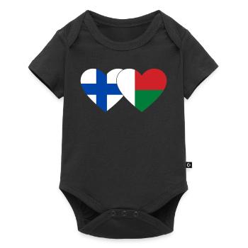 Finlande Madagascar Drapeau du Cœur - Body à manches courtes Premium Bébé - noir - Devant