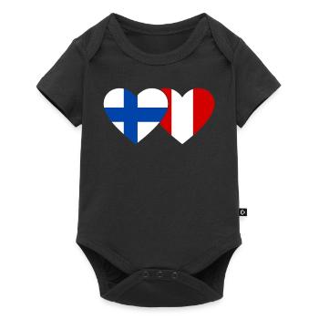 Finlande Pérou Drapeau du Cœur - Body à manches courtes Premium Bébé - noir - Devant
