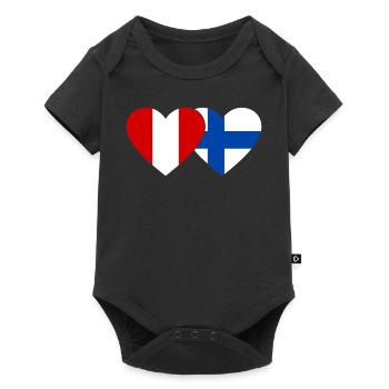 Pérou Finlande Drapeau du cœur - Body à manches courtes Premium Bébé - noir - Devant