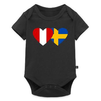 Pérou Suède Drapeau du cœur - Body à manches courtes Premium Bébé - noir - Devant