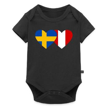 Suède Pérou Drapeau du Cœur - Body à manches courtes Premium Bébé - noir - Devant