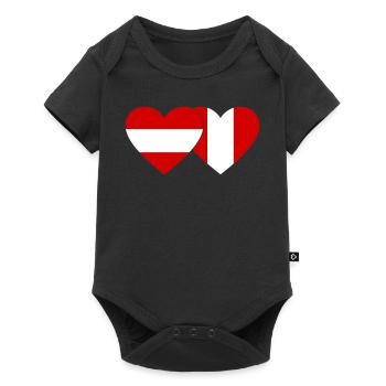 Autriche Pérou Drapeau du Cœur - Body à manches courtes Premium Bébé - noir - Devant
