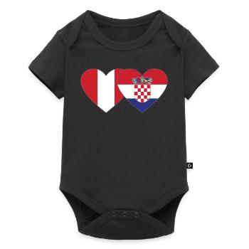 Pérou Croatie Drapeau du Cœur - Body à manches courtes Premium Bébé - noir - Devant