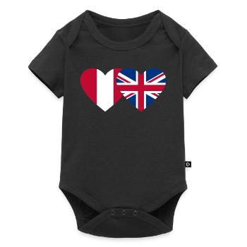 Peru England Heart Flag - Baby Premium short-sleeve bodysuit - black - Front