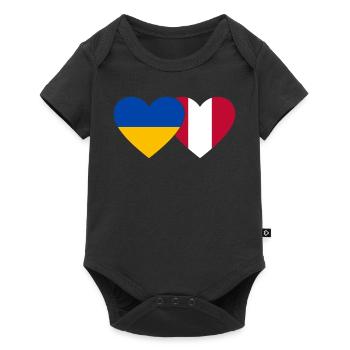 Ukraine Pérou Drapeau du Cœur - Body à manches courtes Premium Bébé - noir - Devant