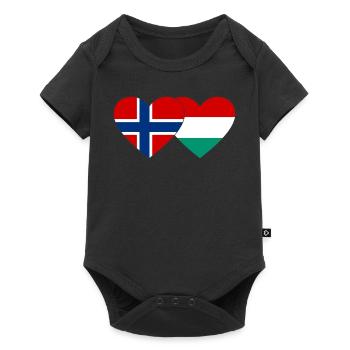 Norvège Hongrie Drapeau du cœur - Body à manches courtes Premium Bébé - noir - Devant