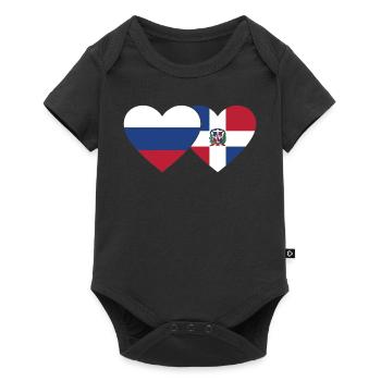 Russie République dominicaine Flag Heart - Body à manches courtes Premium Bébé - noir - Devant