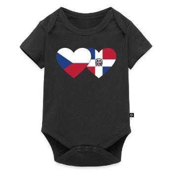 Czech Republic Dominican Republic Flag Heart - Baby Premium short-sleeve bodysuit - black - Front
