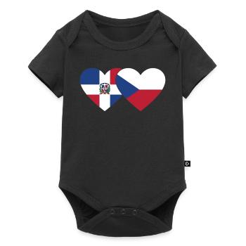 Dominican Republic Czech Republic Flag Heart - Baby Premium short-sleeve bodysuit - black - Front