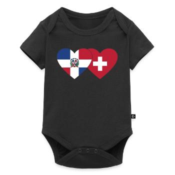 République dominicaine Suisse Flag Heart - Body à manches courtes Premium Bébé - noir - Devant