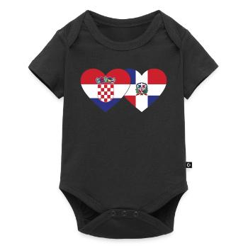 Croatie République dominicaine Flag Heart - Body à manches courtes Premium Bébé - noir - Devant