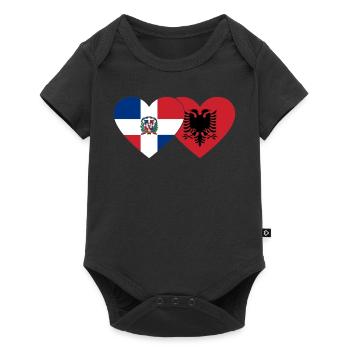 République dominicaine Albanie Flag Heart - Body à manches courtes Premium Bébé - noir - Devant
