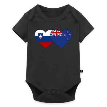 Slovénie Nouvelle-Zélande Drapeau Coeur - Body à manches courtes Premium Bébé - noir - Devant