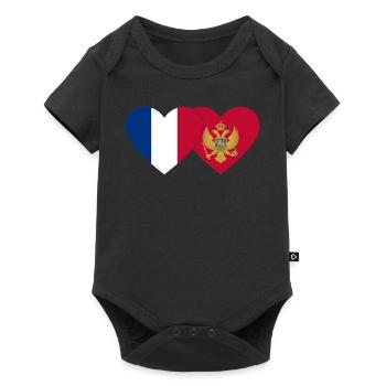 France Monténégro drapeau - Body à manches courtes Premium Bébé - noir - Devant