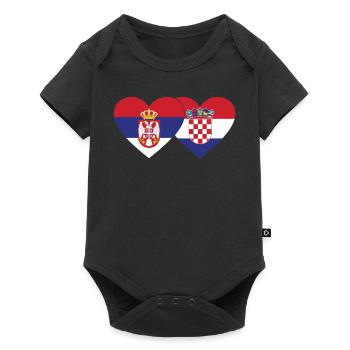Serbie Croatie Drapeau du cœur - Body à manches courtes Premium Bébé - noir - Devant