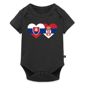 Slovakia Serbia Heart Flag - Baby Premium short-sleeve bodysuit - black - Front