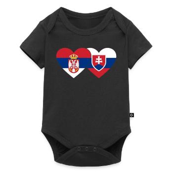 Serbia Slovakia Heart Flag - Baby Premium short-sleeve bodysuit - black - Front
