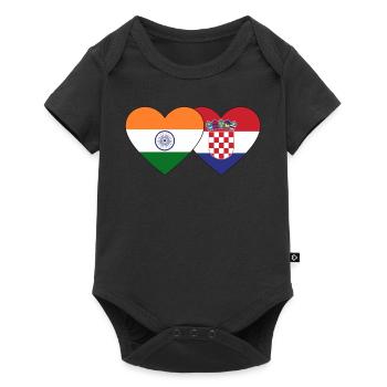 India Croatia Flag Heart - Baby Premium short-sleeve bodysuit - black - Front