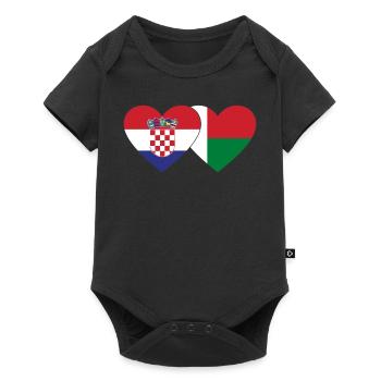 Croatia Madagascar flag heart - Baby Premium short-sleeve bodysuit - black - Front