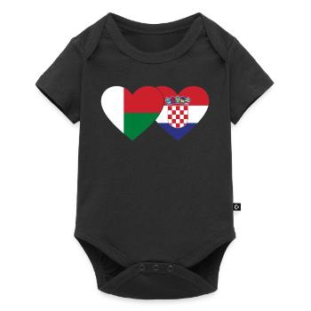 Madagascar Croatie Flag Coeur - Body à manches courtes Premium Bébé - noir - Devant