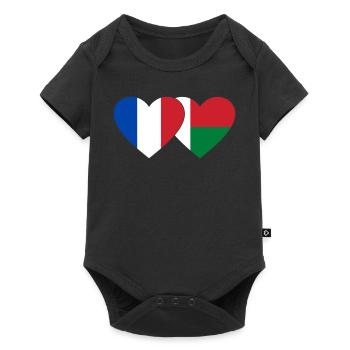 France Madagascar drapeau coeur - Body à manches courtes Premium Bébé - noir - Devant