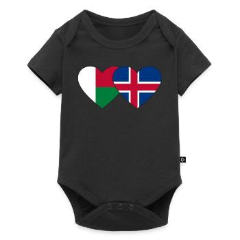 Madagascar Iceland Flag Heart - Baby Premium short-sleeve bodysuit - black - Front