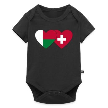 Madagascar Suisse Flag Coeur - Body à manches courtes Premium Bébé - noir - Devant