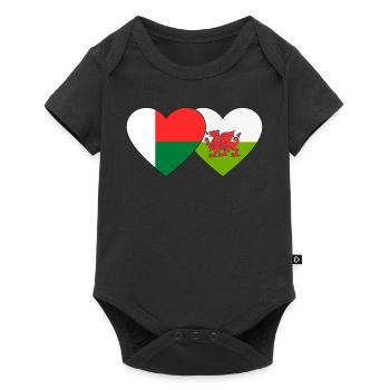 Madagascar Wales Flag Heart - Baby Premium short-sleeve bodysuit - black - Front