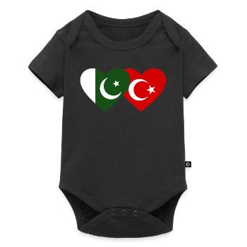 Pakistan Turquie Drapeau Coeur - Body à manches courtes Premium Bébé - noir - Devant