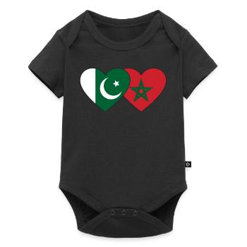 Pakistan Morocco Flag Heart - Baby Premium short-sleeve bodysuit - black - Front