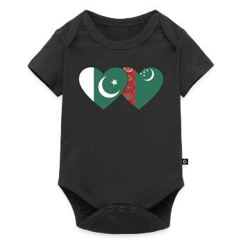 Pakistan Turkménistan Flag Heart - Body à manches courtes Premium Bébé - noir - Devant