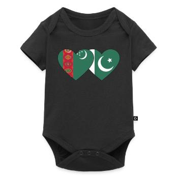 Turkménistan Pakistan Flag Coeur - Body à manches courtes Premium Bébé - noir - Devant