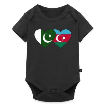 Pakistan Azerbaijan Flag Heart - Baby Premium short-sleeve bodysuit - black - Front