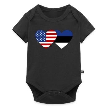 États-Unis Estonie Flag Heart - Body à manches courtes Premium Bébé - noir - Devant